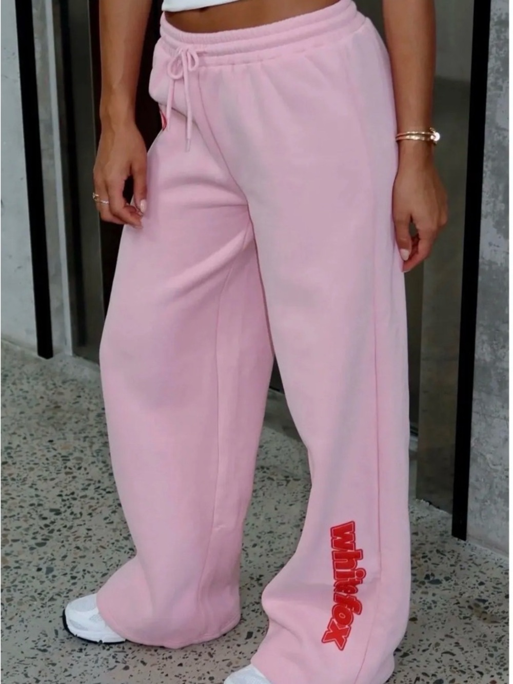 White Fox Ready To Go Wide Leg Sweatpants